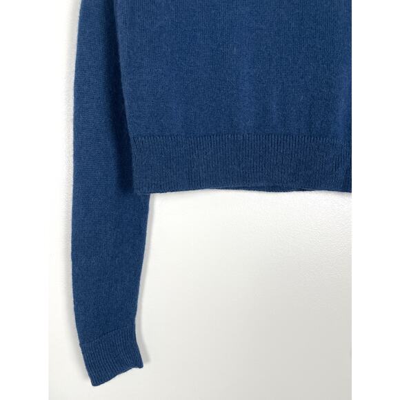 Peruvian Connection 100% Royal Alpaca Blue Sweater Small Long Sleeve Crop - Picture 4 of 9